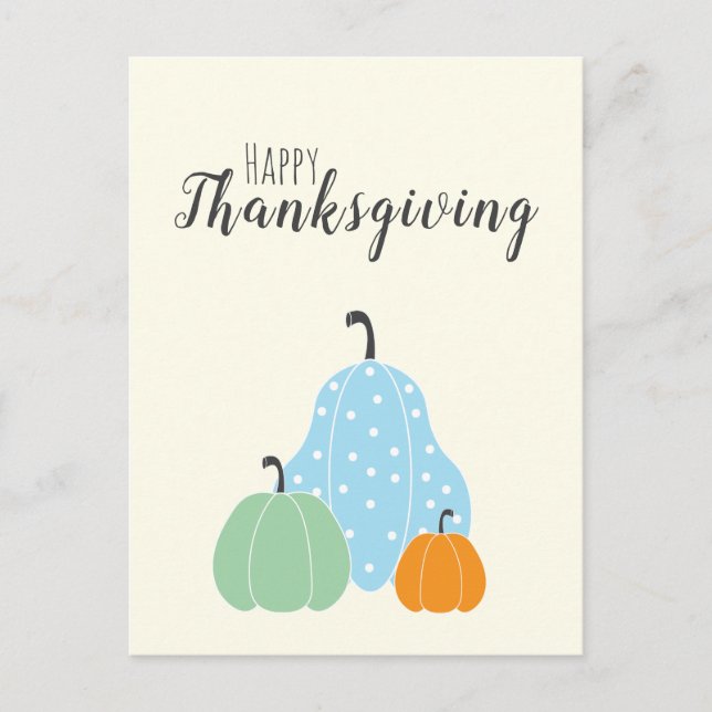 Carte Postale Bon thanksgiving Citrouille Vert Bleu orange (Devant)