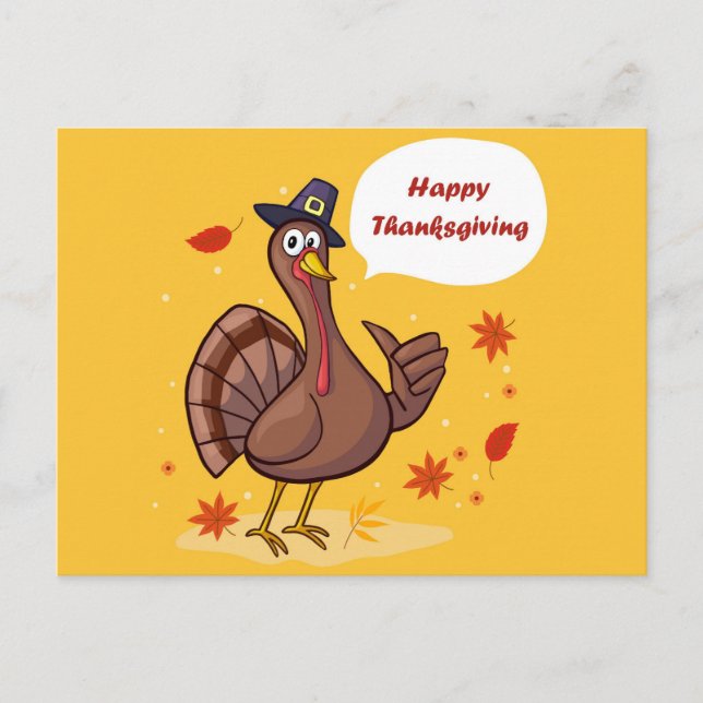 Carte Postale Bon thanksgiving Cute Cartoon Turquie (Devant)