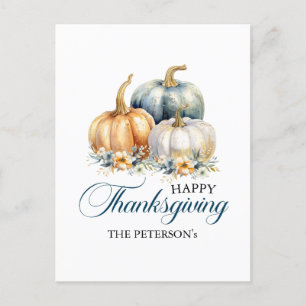 Carte Postale Bon thanksgiving Gold Orange Blue Citrouilles