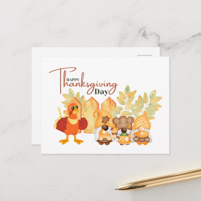 Carte Postale Bon thanksgiving jour (Devant/Arrière en situation)