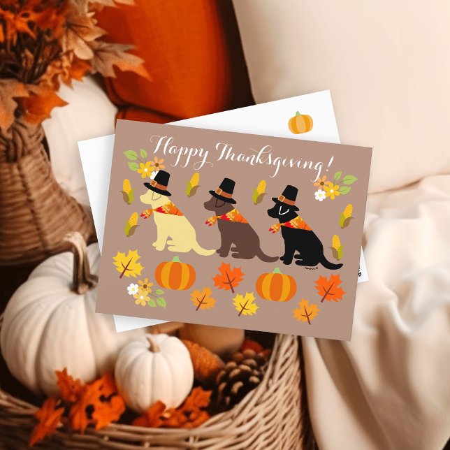 Carte Postale Bon thanksgiving Labrador Silhouette (Happy Thanksgiving Labrador Silhouette Design Postcard for Labrador Owners.  Autumn colors.)