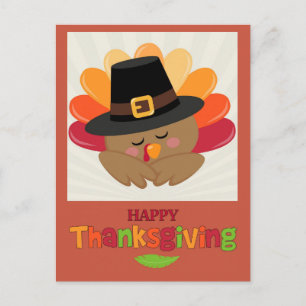Carte postale bon thanksgiving mignonne Cartoon Tu