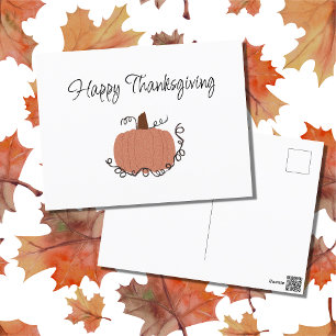 Carte postale bon thanksgiving mignonne Citrouille