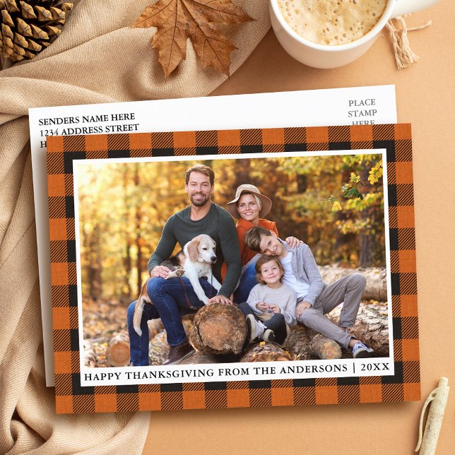Carte Postale Bon thanksgiving photo orange d'automne (Customize to change text size or text style.)