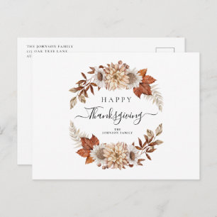 Carte Postale Bon thanksgiving Rustic Fall Leaves