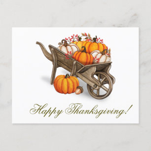 Carte Postale Bon thanksgiving Rustique Pays Citrouille Wagon