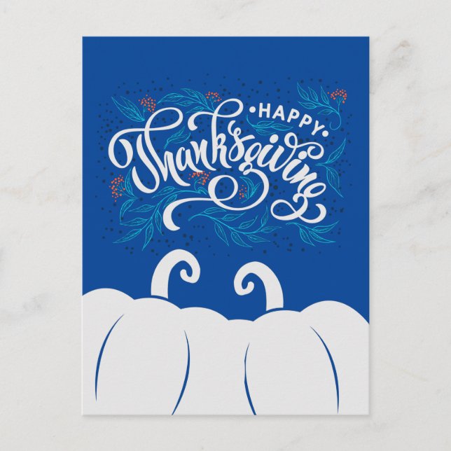 Carte Postale Bon thanksgiving texte élégant avec Citrouille mig (Devant)