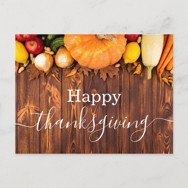Carte Postale bon thanksgiving, vacances rustique en bois simple (Devant)