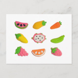 Carte Postale Bonbons de gumée en forme de fruits et légumes