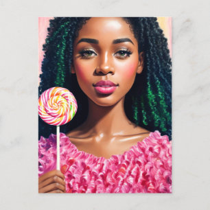 Carte Postale Bonbons Girl Melanin Beauté