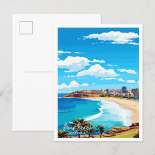 Carte Postale Bondi Beach Australie Voyage Illustration Vintage