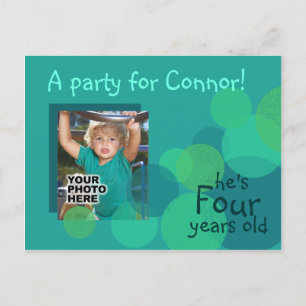 Carte Postale Bonheur Anniversaire Invitation de fête (aqua)