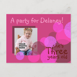 Carte Postale Bonheur Anniversaire Invitation de fête (cerise)