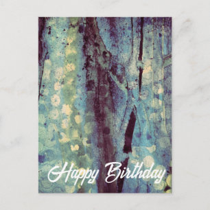 Carte Postale Bonheur Bleu Abstrait Mixte Joyeux Anniversaire