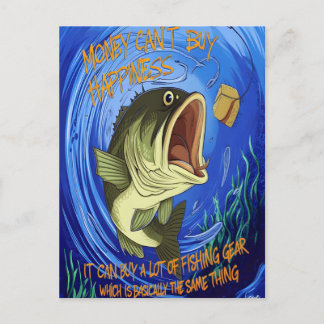 Carte Postale Bonheur de la pêche au bass