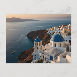 Carte Postale Bonheur du coucher de soleil à Santorin