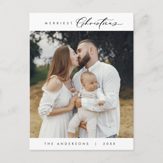 Carte Postale Bonheur Salutation Merriest Christmas Family Photo (Devant)