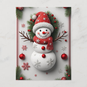 Carte Postale 🎄 Bonhomme de neige d'hiver Épine Charme ❄️ Noël