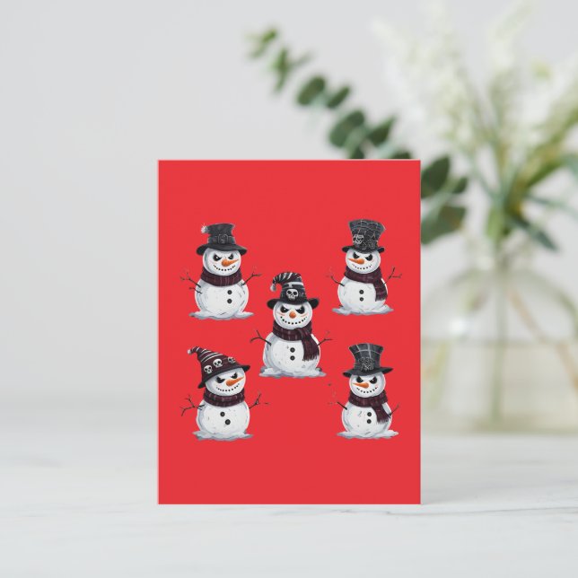 Carte Postale Bonhomme de neige gothique (Debout devant)