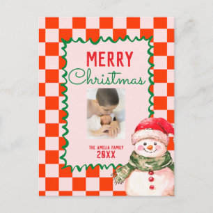 Carte Postale Bonhomme de neige Groovy Noël Photo 
