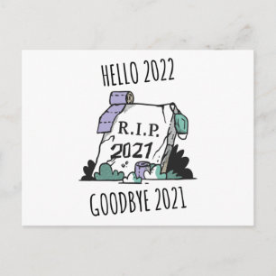 Carte Postale Bonjour 2022 Adieu 2021 Repos in Peace 2022