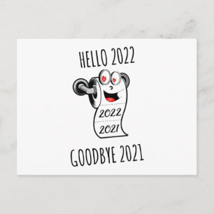 Carte Postale Bonjour 2022 Goodbye 2021 papier toilette