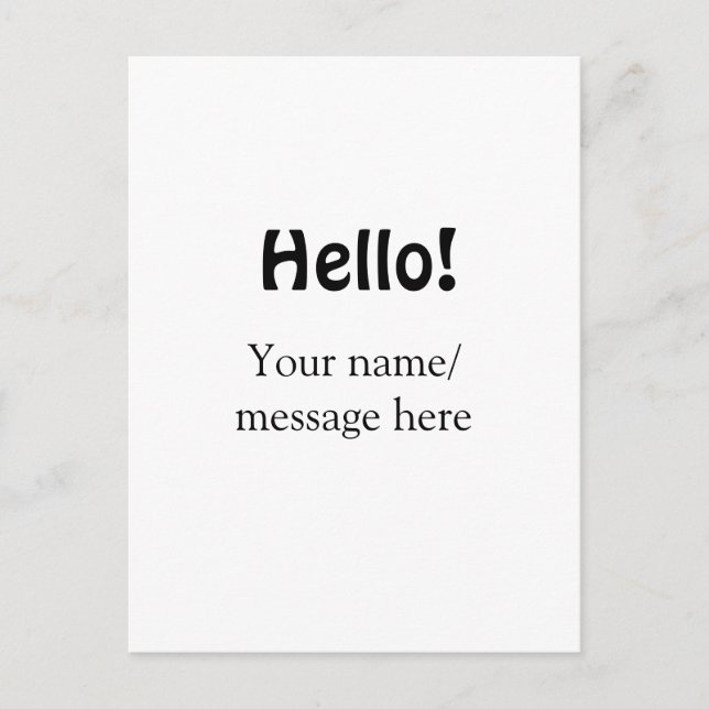 Carte Postale Bonjour ajouter un message de nom simple minimum é (Devant)