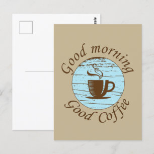 Carte Postale Bonjour amusant buveur de café citations