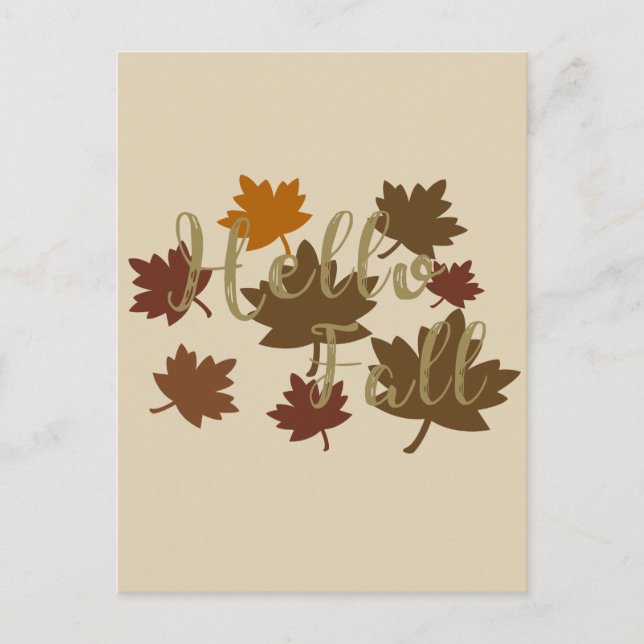 Carte Postale Bonjour Automne aquarelle automne Feuilles d'autom (Devant)