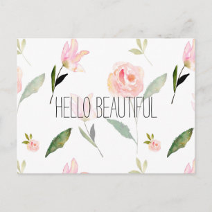 Carte Postale Bonjour belle aquarelle Floral