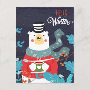 Carte Postale Bonjour Calendrier hivernal