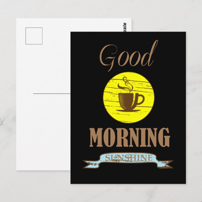 Carte Postale Bonjour citations drôles de buveurs de café (Devant / Derrière)