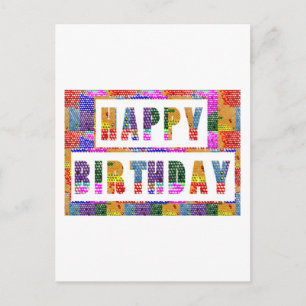 Carte Postale BONJOUR D'ANNIVERSAIRE : Artist Created Font n Col