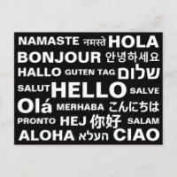 Bonjour dans différentes langues noir moderne fun