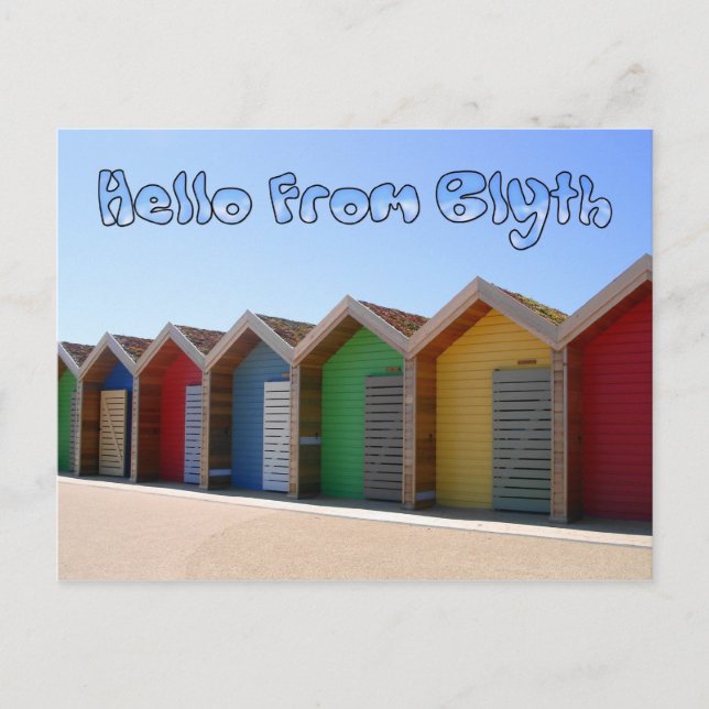 Carte Postale Bonjour de Blyth Northumberland Beach huttes (Devant)