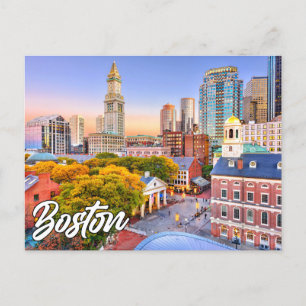 Carte Postale Bonjour De Boston, Massachusetts, États-Unis