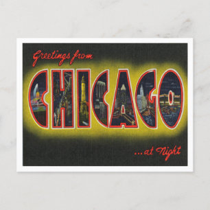 Carte Postale Bonjour de Chicago à Night, Illinois