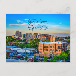 Carte Postale Bonjour de Greenville, Caroline du Sud, Centre-vil