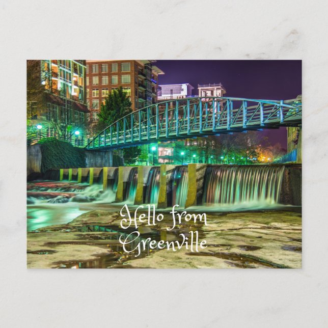 Carte Postale Bonjour De Greenville, Caroline Du Sud Reedy River (Devant)