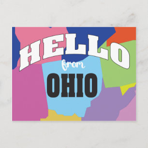 Carte Postale Bonjour de l'Ohio plan plan de l'état