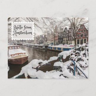 Carte Postale Bonjour depuis Amsterdam Winter Snow in the City