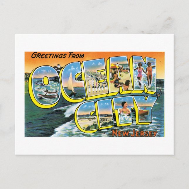 Carte Postale Bonjour depuis Ocean City, New Jersey! (Devant)