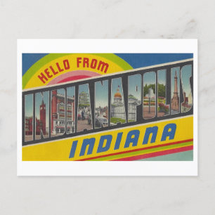Carte Postale Bonjour d'Indianapolis, Indiana Vintage