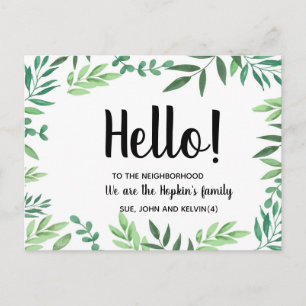 Carte Postale Bonjour, Editable Nous sommes nouveaux au vert du 