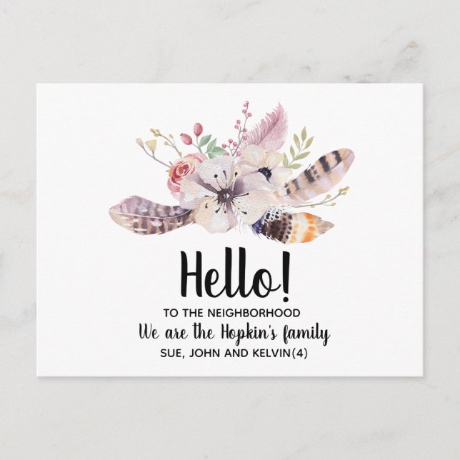 Carte Postale Bonjour, Editable Nous sommes nouveaux dans le qua (Devant)