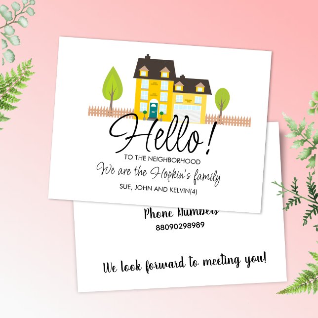 Carte Postale Bonjour,Editable Nous sommes Nouveaux dans le Quar (Créateur téléchargé)