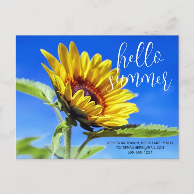 Carte Postale Bonjour Été Promotionnel Entreprise Tournesol (Devant)