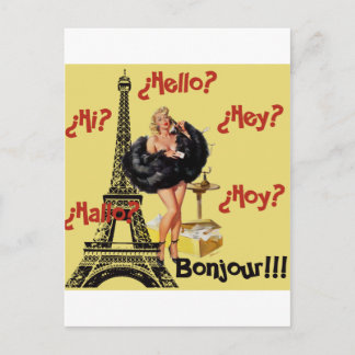 Carte Postale Bonjour - Filles Pin Up