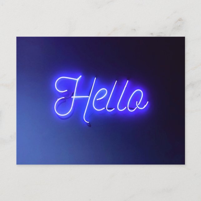 Carte Postale Bonjour Fun Neon Bleu Signal brillant et gai (Devant)