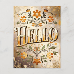 Carte Postale Bonjour, joli motif floral,